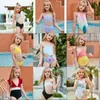 Kid One Pieces badkläder Little Child Girl Swimsuit Bikini Bathe Letter Print Fashion Tie Dye Baby Swim Wear Suit 649 Y2