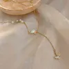 Collana con pendente a catena di perle a forma di farfalla in oro reale 14K di moda per le donne Temperamento Design di gioielli di alta qualità In regalo