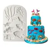 1 pcs diy brota borda fondant bolo de decoração ferramentas peixes mar coral cupcake moldes de chocolate seaweed silicone molde
