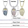 Iced Out Bling 5A CZ Sexy Mouth Pendant Necklace Dollar Symbol Micro Pave Dripping Lips Silver Color Tennis Hip Hop Women Men