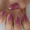 Faux ongles ronds faux ongles conseils rêveur violet couleur unie presse sur court pour tenue de bureau quotidienne femmes moyen ovale art prud22