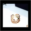 Super Sparkling Cubic Zirconia Diamond Fashion Luxury Designer Letter V Wide Open Geometric Ring For Women Girls C9By0 Cluster Rings 2Nrz3