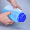 Tom 1000ml plastflaskor med två lock Fyrkantig HDPE-behållare för pulver Reagens Läcktät flaska 4st / parti 210330