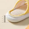 Spring New Women Hemp Slippers Cute Cartoon Duck Bedroom Couples Cotton Shoes Breathable Non-slip Home Ladies Funny Slides Y0406