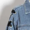 Autumn Fashion Women's Denim Jacket Coat Single-breasted Lace-up Ladies Top Streetwear Hair Clothing 210527