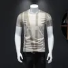 Zomer Mannen T-shirt met korte mouwen Pure katoen Ronde kraag Trim Persoonlijkheid Shirt Male 210707