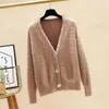 Kobiety Jesień Zima Elegancki Sexy V Neck Sweter Sweter Kobiet Z Długim Rękawem Dzianiny Płaszcz Top Femme Odzież 210430