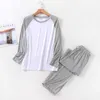 Plus Größe 4XL Langarm Weiche Modal Hause Kleidung für Männer Herbst 2 Stück Set Männliche Pyjamas Casual Patchwork Homewear nachtwäsche 211019