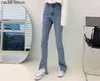 Split jeans jeans mulher mulher cintura alta y2k calças vintage azul calças retas feminino chique streetwear verão para a mamã 211129