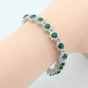 Flower Women Silver Color Jewelry Sets Green Stones CZ White CZ Necklace Pendant Bracelets Earrings Rings Free Gift Box H1022