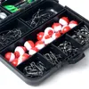 20 conjuntos 263pcs / conjunto de pesca tackle kit acessórios incluindo ganchos de gancho BACKS BASS Casting WikiSe pesos Gira Snaps Slides Slides Caixa de armazenamento