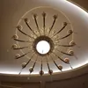 Villa stora ljuskronor duplex vardagsrum lång ljuskrona lyxig kristalllampa europeisk stor ljuskrona hotell trappa lampor