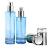 Clear Blue Blue Recarregável Garrafa de Toner Spary Bomba de Loção Acrílico LID 120ml 100ml 60ml 40ml 30ml 20ml Esvazeto Portátil Embalagem Cosmética Cosméticos Creme de Olho Frascos 30g 50g