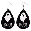 Halloween Örhängen Creative Pumpkin Bat Ghost Skull Sequins Print Enkel Teardrop Earring Vintage Mode Smycken Party Presentdekorationer 496