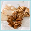 Hair Aessories Baby, Kids & Maternity 6Pcs/Set Satin Silk Solid Color Scrunchies Elastic Bands Women Girls Ponytail Holder Ties R Big Size H