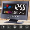 LCD-kleurenscherm Digitale achtergrondverlichting Snooze Wekker Weersverwachting Station Indoor Temperatuur Vochtigheid Tijd Datum Display Klok met Alarts