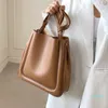 Evening Bags 2021 Fashion Bucket Women Simple Vintage Pu Leather Shoulder