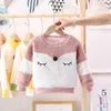 Pullover maluch maluch dla dziewcząt marka bluzy zimowe ciepły płaszcz Tshirt baby jagnięciny wełna gęstwy strój dla dzieci kreskówki niedźwiedzia ubrania 2209924