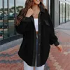 Kvinnans jackor Kvinnor 2022 Kvinnor Autumn Winter Fashion Flannel Borsted Coat Loose Long Sleeve Casual Ladies Solid Lapel Jacket #T2G