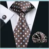 Neck Ties Fashion Accessories Fast Polka Dots Style Wholesale Necktie Hanky Cufflinks Classic Silk Jacquard Woven Mens Tie Set 8Dot5Cm