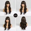Hair Synthetic Wigs Cosplay Easihair Long Dark Brown Women's Wigs with Bangs Water Wave Heat Resistant Synthetic for Women African American Hair Wig 220225
