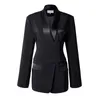 [EAM] coupe ample noir mince tempérament costume veste revers à manches longues femmes manteau mode printemps automne 1B154 210512