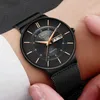 Mens Klockor Lige Toppmärke Lyx Vattentät Ultra Tunn Datum Klocka Manlig Stålband Casual Quartz Watch Män Sport Armbandsur 210804