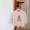 Spring Arrival Girls Long Sleeve Cartoon Bear T Shirt Kids Striped Tops Kid Clothes 210528