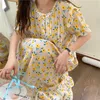 Prairie Style Florals Pajamas Holiday Prom Outwear Sleepwear Princess Dress Printed Chic Homewear Nightdress 210525