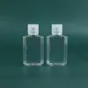 30ml Hand Sanitizer PET Plastic Bottle Clear Square Shape with Flip Top Cap for Cosmetics Disposable Portable Travel