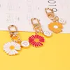 Cute Little Daisy Flower Fashion Korean Keychain for Women Girl Alphabet Letter Keyring Headphone Case Bag Pendant