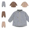 Ceketler Çocuklar Pamuk Mont Pantolon Erkek Kız Sıcak Kalınlaşmak Artı Kadife Ceket Bebek Baskılı Kış Bahar Takım Elbise Çocuk Giyim 2 ADET Suits