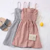 Sommer Plaid Frauen Kleid Verband Süße Urlaub Sexy Vestidos Strand Stil Mini Kleider Koreanische Roben 17357 210415