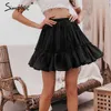 Casual bolinhas mini mulheres saia cintura alta uma linha coreana cor-de-rosa verão saia sexy ruffle praia feminina saias 210730