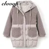 M-5XL Otoño Parkas Chaquetas Mujer Mujer Tallas grandes Cordero Teddy Empalme Abrigos con capucha Chaqueta de invierno de algodón Mujeres Outwear Abrigo 210913