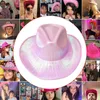 Cowgirl Hat Iridescence Glitter Party Supplies Cowboy Pink Pearl Cornice Hats For Women Kids Party 20220107 T28156865