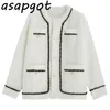 Asapgot White Mink Cashmere trui jas vrouwen herfst winter luie stijl Koreaanse retro zwart losse o nek gebreide vest mode 210917