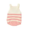 Baby Boys Girls Stripe Brace Knitted Broads Pacyczki Jesień Niemowlę Romper Born Boy Girl Clothing Vest 210429