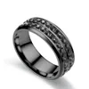 Нержавеющая сталь Два ряда алмазные пальцы ленточные украшения черные серебряные золотые кольца мужчины женщины мода свадьба хип-хоп кольцо