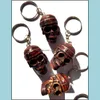 Nyckelringar smycken 12 st män skelett punk rock kedja tibetansk demon skls kreativ mode nyckelring gåva leverans 2021 Yaswi