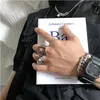 Anillo hueco cuadrado ins minimalista 2021 para hombre, personalidad de hip hop frío, dedo índice retro, accesorios de acero de titanio