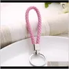 Favor Event Festive Party Supplies Home & Gardencr Mix Color Pu Leather Woven Keychain Rope Rings Fit Diy Circle Pendant Key Chains Holder Ca