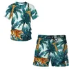 Męskie dresy 2021 Animal Tiger 3D Drukowanie Luksusowy Koszulka z krótkim rękawem Mężczyzna / Kobieta Letni Casual Odzież T-Shirt + Szorty 2-częściowy