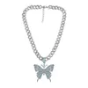 Iced Out Schmetterling Anhänger Halsketten Luxus Hip Hop Schmuck Frauen Cuban Link Ketten Kristall Strass Tier Anime Halskette Gold Rosa Silber Blau Farbe