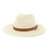 Utomhus hattar mode sommar avslappnad unisex strand trilby stor brim jazz sol hatt panama papper halm kvinnor m￤n med svart band