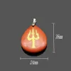 Collana con ciondolo a forma di goccia d'acqua in pietra naturale Collana con ciondolo a forma di ciondolo con incisione indù Shiva Trident Reiki Simbolo Hang Accessorie Healing Crystal Religion Jewelry