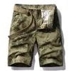 Hombres Marca de verano Moda clásica Relajada Fit Cottle Cargo Shorts Hip Hop Pockets lavado Vintage Denim 210714