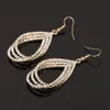 Fashion Gold Silver Color Dangle Earrings Luxury Crystal Rhinestone Water Drop Earring Bridal Wedding Party Jewelry Gifts