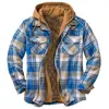 Bolubao Höst Vinter Casual Jacket Män Högkvalitativ Tjock Plaid Print European American Coat Loose Hooded Man 211214