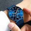 Wristwatches CRRJU Brand Men's Watches Chronograph Watch Stainless Steel Blue Mesh Belt Quartz Sport Male Hombre Reloj